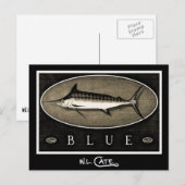 Blue Marlin Vintag Black & White Postkarten (Vorne/Hinten)