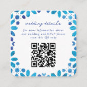 Blue marokkanische Tiles QR Code Wedding Begleitkarte (Vorderseite)