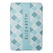 Blue marokkanische Trellis, Quatrefolie, Ihr Name Badematte (Vorderseite Vertikal)