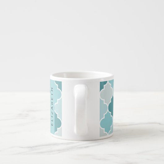 Blue marokkanische Trellis, Quatrefolie, Ihr Name Espressotasse (Rückseite)