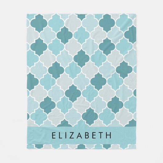 Blue marokkanische Trellis, Quatrefolie, Ihr Name Fleecedecke (Vorderseite)