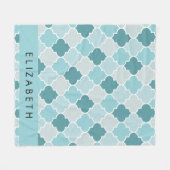 Blue marokkanische Trellis, Quatrefolie, Ihr Name Fleecedecke (Vorderseite (Horizontal))