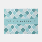 Blue marokkanische Trellis, Quatrefolie, Ihr Name Fußmatte (Vorderseite)