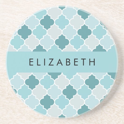 Blue marokkanische Trellis, Quatrefolie, Ihr Name Getränkeuntersetzer (Vorne)