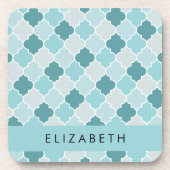 Blue marokkanische Trellis, Quatrefolie, Ihr Name Getränkeuntersetzer (Vorderseite)