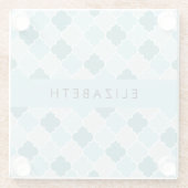 Blue marokkanische Trellis, Quatrefolie, Ihr Name Glasuntersetzer (Rückseite)