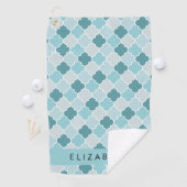 Blue marokkanische Trellis, Quatrefolie, Ihr Name Golfhandtuch (Insitu)