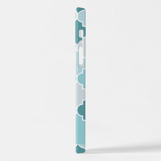 Blue marokkanische Trellis, Quatrefolie, Ihr Name iPhone Hülle (Linke Seite)