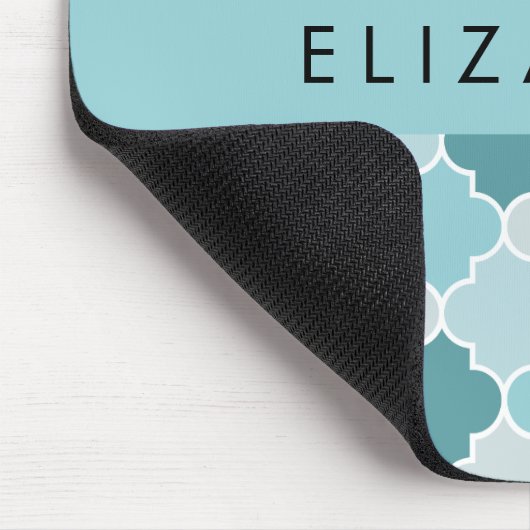 Blue marokkanische Trellis, Quatrefolie, Ihr Name Mousepad (Ecke)
