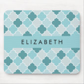 Blue marokkanische Trellis, Quatrefolie, Ihr Name Mousepad (Vorne)