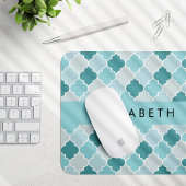 Blue marokkanische Trellis, Quatrefolie, Ihr Name Mousepad
