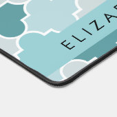 Blue marokkanische Trellis, Quatrefolie, Ihr Name Schreibtischunterlage (Ecke)