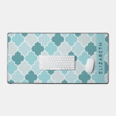 Blue marokkanische Trellis, Quatrefolie, Ihr Name Schreibtischunterlage (Tastatur & Maus)