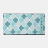 Blue marokkanische Trellis, Quatrefolie, Ihr Name Schreibtischunterlage (Vorderseite)