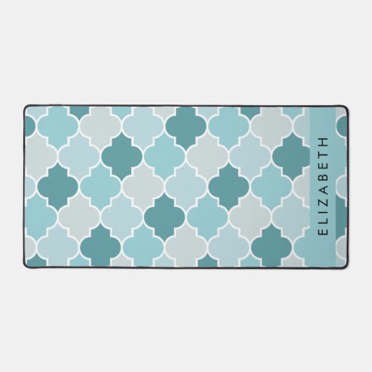 Blue marokkanische Trellis, Quatrefolie, Ihr Name Schreibtischunterlage (Vorderseite)