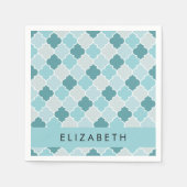 Blue marokkanische Trellis, Quatrefolie, Ihr Name Serviette (Vorderseite)