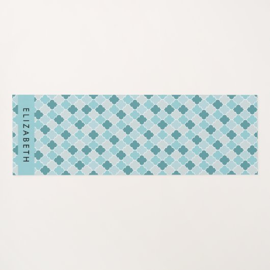 Blue marokkanische Trellis, Quatrefolie, Ihr Name Yogamatte (Rückseite (Horizontal))