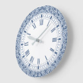 Blue Marokko Elegante Casbah Damask Große Wanduhr (Winkel)