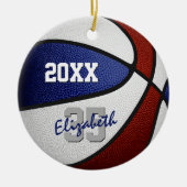 Blue Maroon Basketball Team Farben Athleten Namen Keramik Ornament (Vorne)