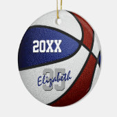 Blue Maroon Basketball Team Farben Athleten Namen Keramik Ornament (Links)