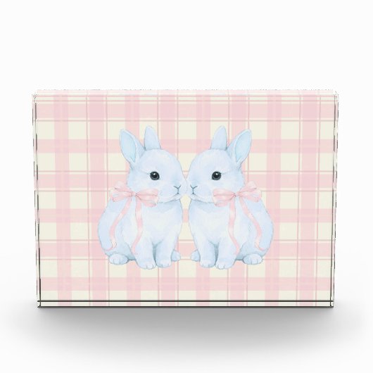 Blue Marshmallow Bunny Rabbits Easter Acrylic Art Fotoblock (Vorderseite)
