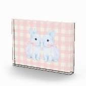 Blue Marshmallow Bunny Rabbits Easter Acrylic Art Fotoblock (Rechts)