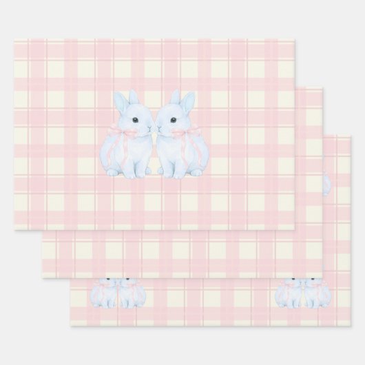 Blue Marshmallow Bunny Rabbits Easter Geschenkpapier Set (Set)