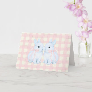 Blue Marshmallow Bunny Rabbits Easter Karte