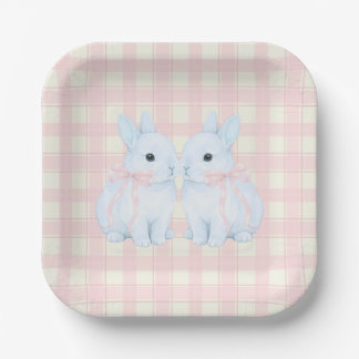 Blue Marshmallow Bunny Rabbits Easter Pappteller