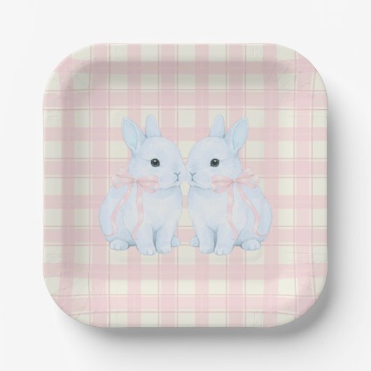 Blue Marshmallow Bunny Rabbits Easter Pappteller (Vorderseite)