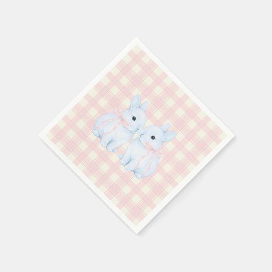 Blue Marshmallow Bunny Rabbits Easter Serviette (Ecke)