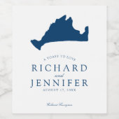 Blue Marthas Vineyard Map Wedding Weinetikett (Einzelnes Label)