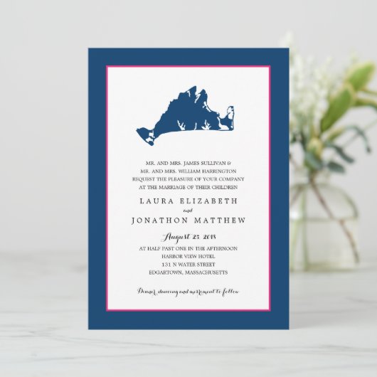 Blue Marthas Weinkarte| Einladung zur Hochzeit (Stehend Vorderseite)