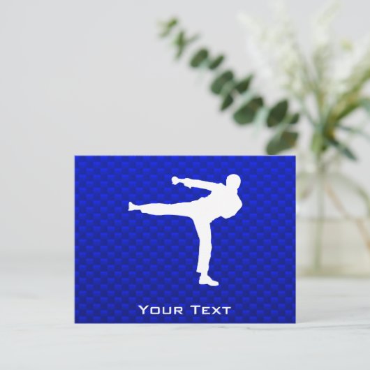 Blue Martial Arts Postkarte (Stehend Vorderseite)