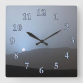 Blue Martian Sunset Quadratische Wanduhr (Vorderseite)