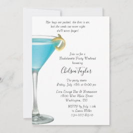 Blue Martini Cocktail Hour Junggeselinnen-Abschied Einladung