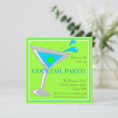 Blue Martini Cocktail Party Einladung (Stehend Vorderseite)