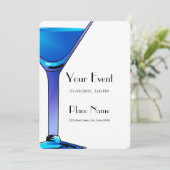 Blue Martini Cocktails Einladung Vorlage (Stehend Vorderseite)