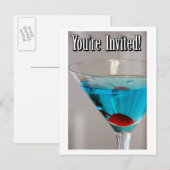 Blue Martini Einladung Postkarte (Vorne/Hinten)
