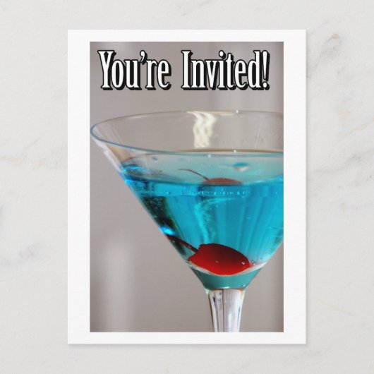 Blue Martini Einladung Postkarte (Vorderseite)