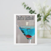 Blue Martini Einladung Postkarte (Stehend Vorderseite)
