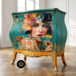 Blue Martini Glam Woman Decoupage Seidenpapier