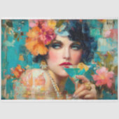 Blue Martini Glam Woman Decoupage Seidenpapier (Vorderseite)