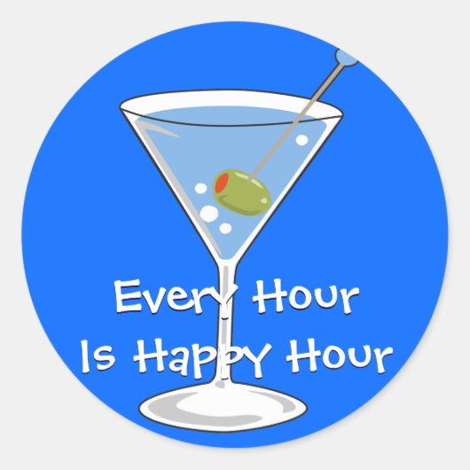 Blue Martini-Sticker Runder Aufkleber (Vorderseite)