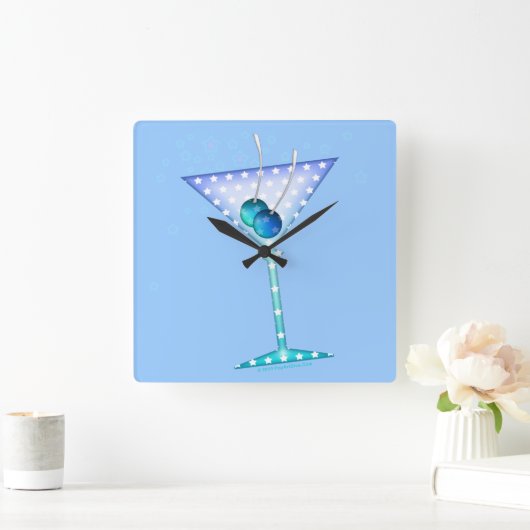 BLUE MARTINI WALL CLOCK QUADRATISCHE WANDUHR (Zuhause)