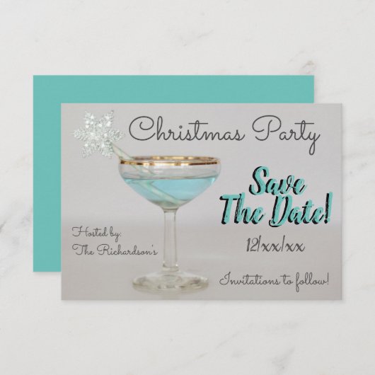 Blue Martini Weihnachts-Party Save the Date (Vorne/Hinten)