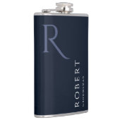Blue Masculine Monogram Trauzeugen Gift Flachmann (Rechts)