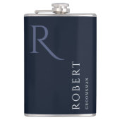 Blue Masculine Monogram Trauzeugen Gift Flachmann (Vorderseite)