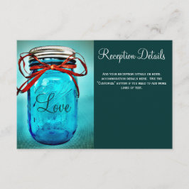 Blue Mason Jar Country Wedding Empfang Cards Begleitkarte