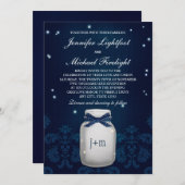 Blue-Mason-Jar der Marine mit Hochzeiten von Firef Einladung (Vorne/Hinten)